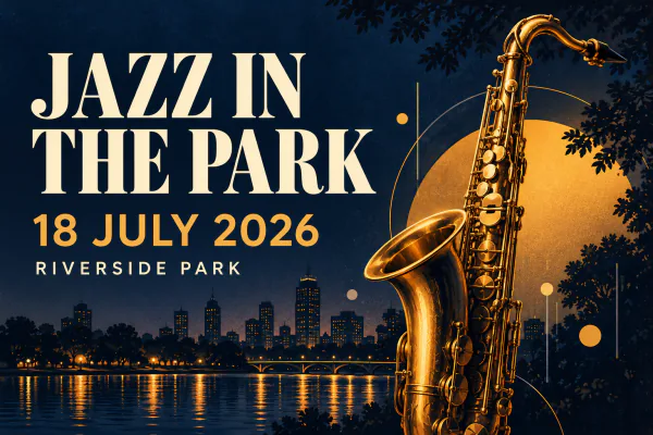 Jazz in the Park poster dated 18 July 2026